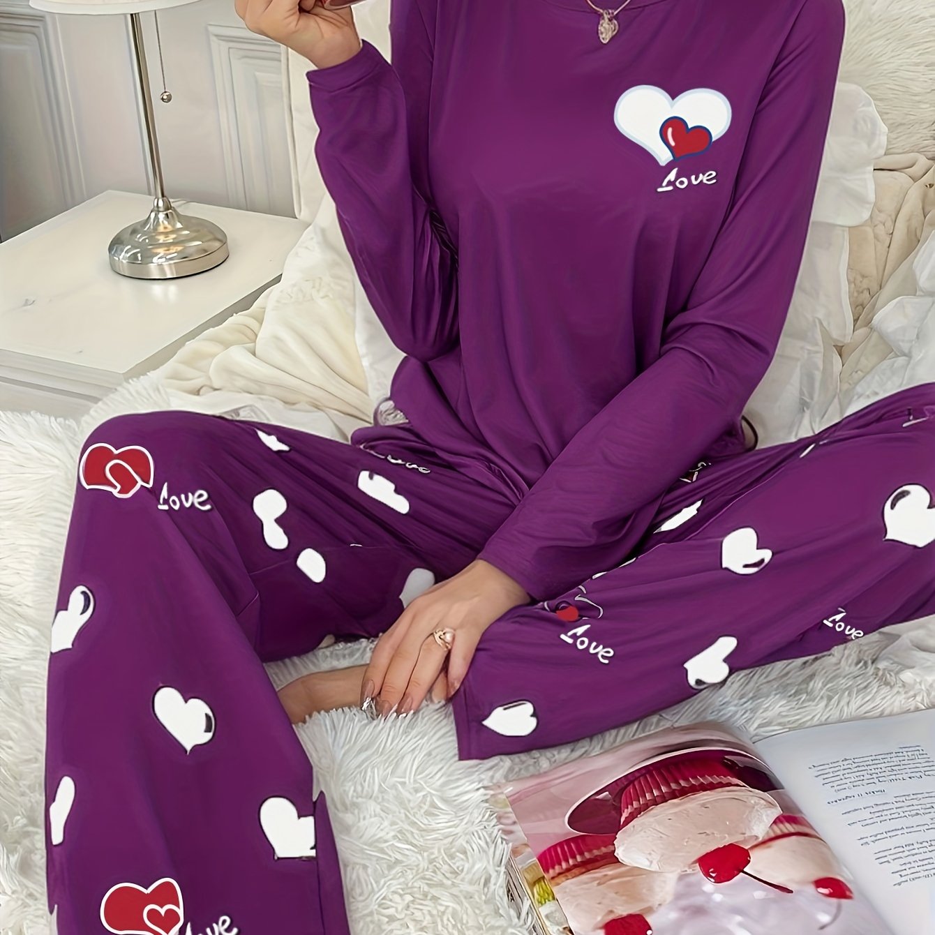 Heart Print Pajama Set