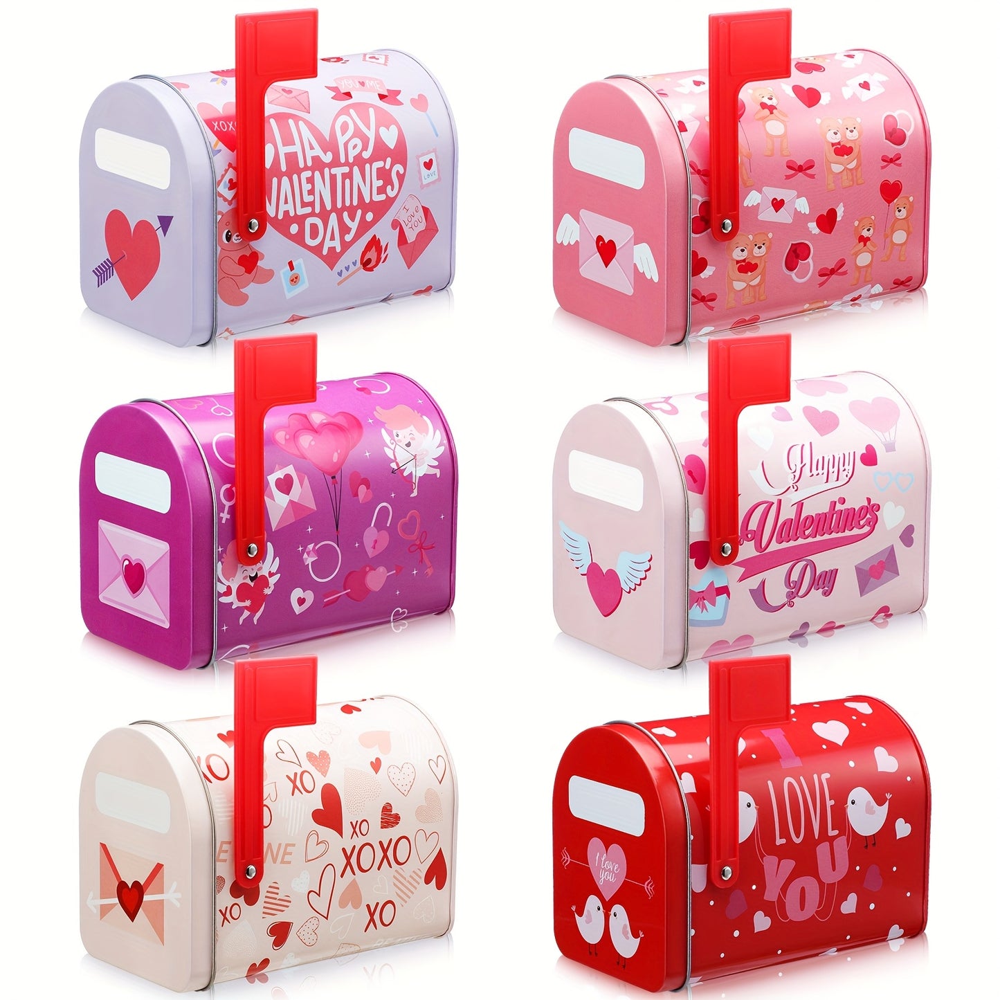 6pc Valentine Tin Mailbox