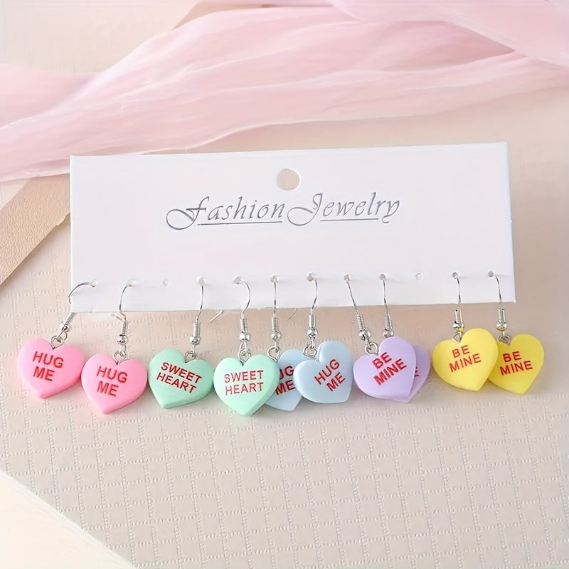 Heart Candy Color Dangle Earrings