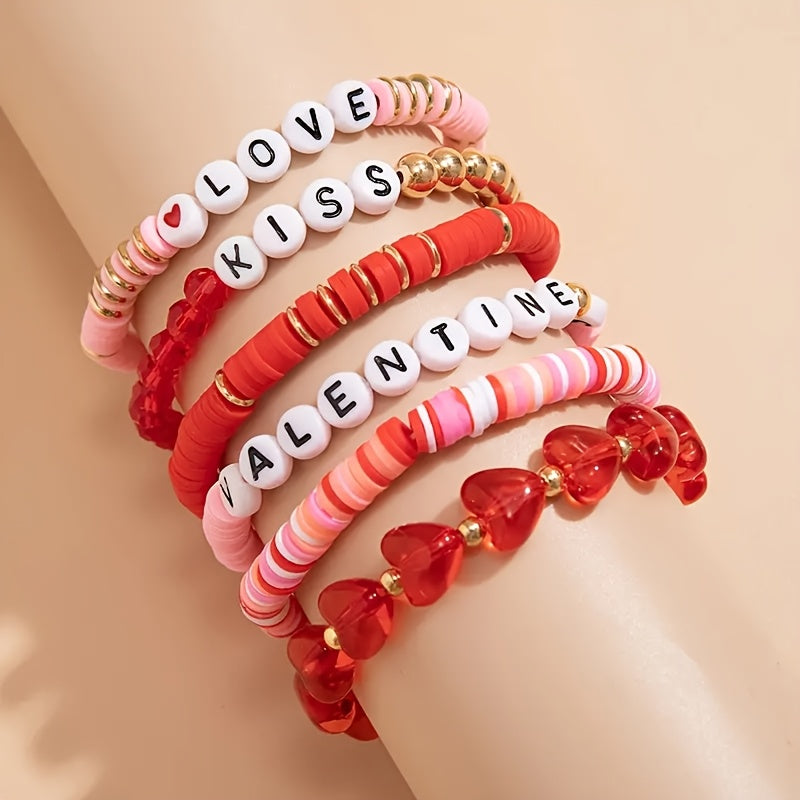 6pc Valentine's Love Bracelet Set -