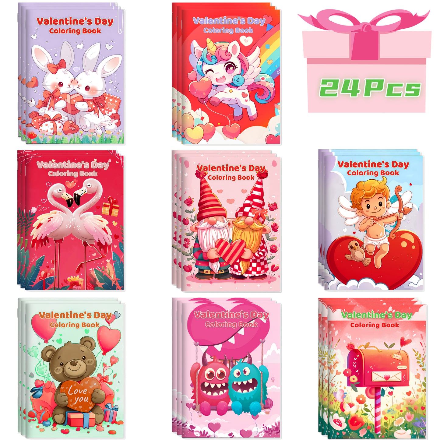 24pc Assorted Valentine's Day Coloring Books