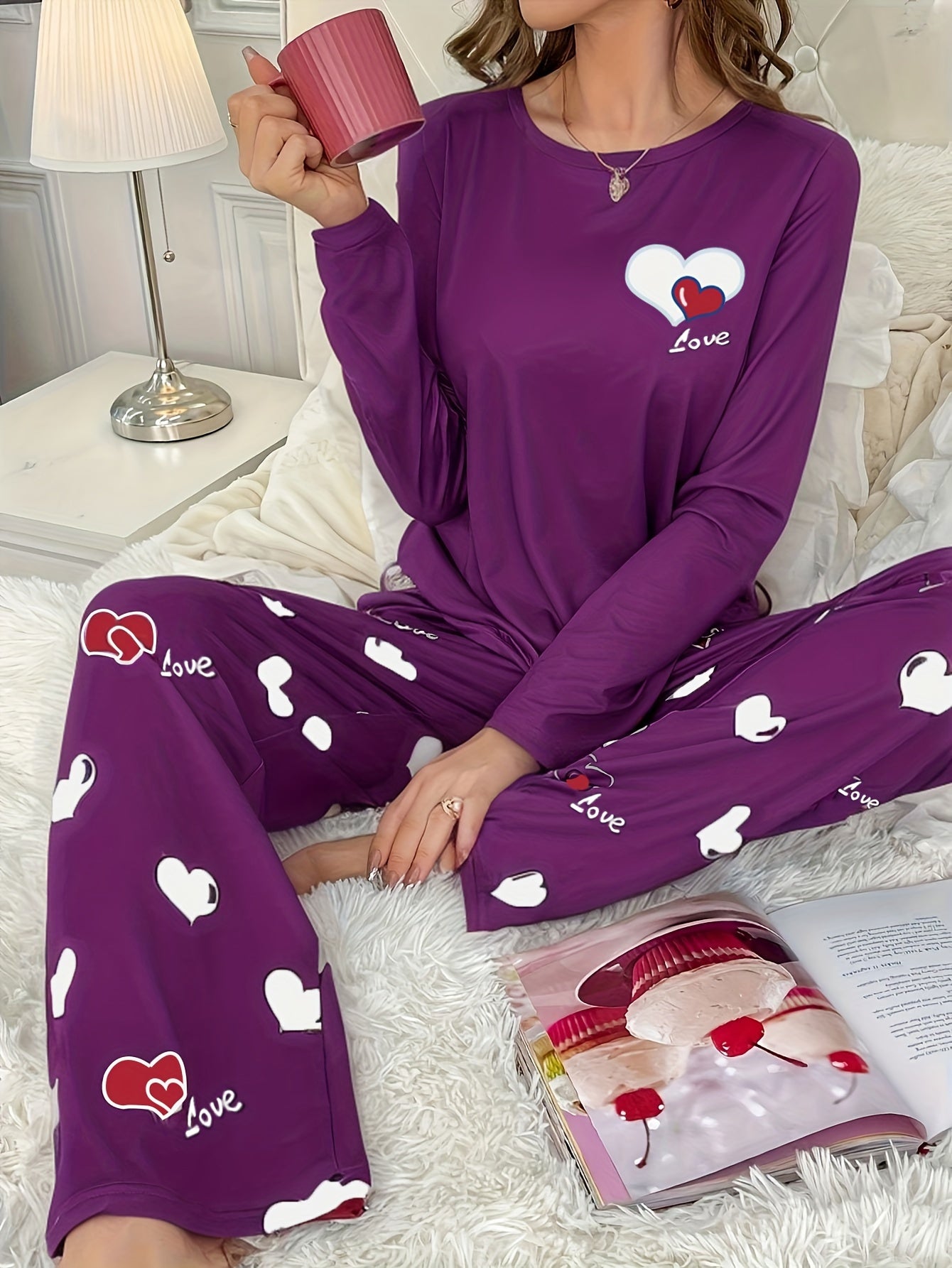 Heart Print Pajama Set