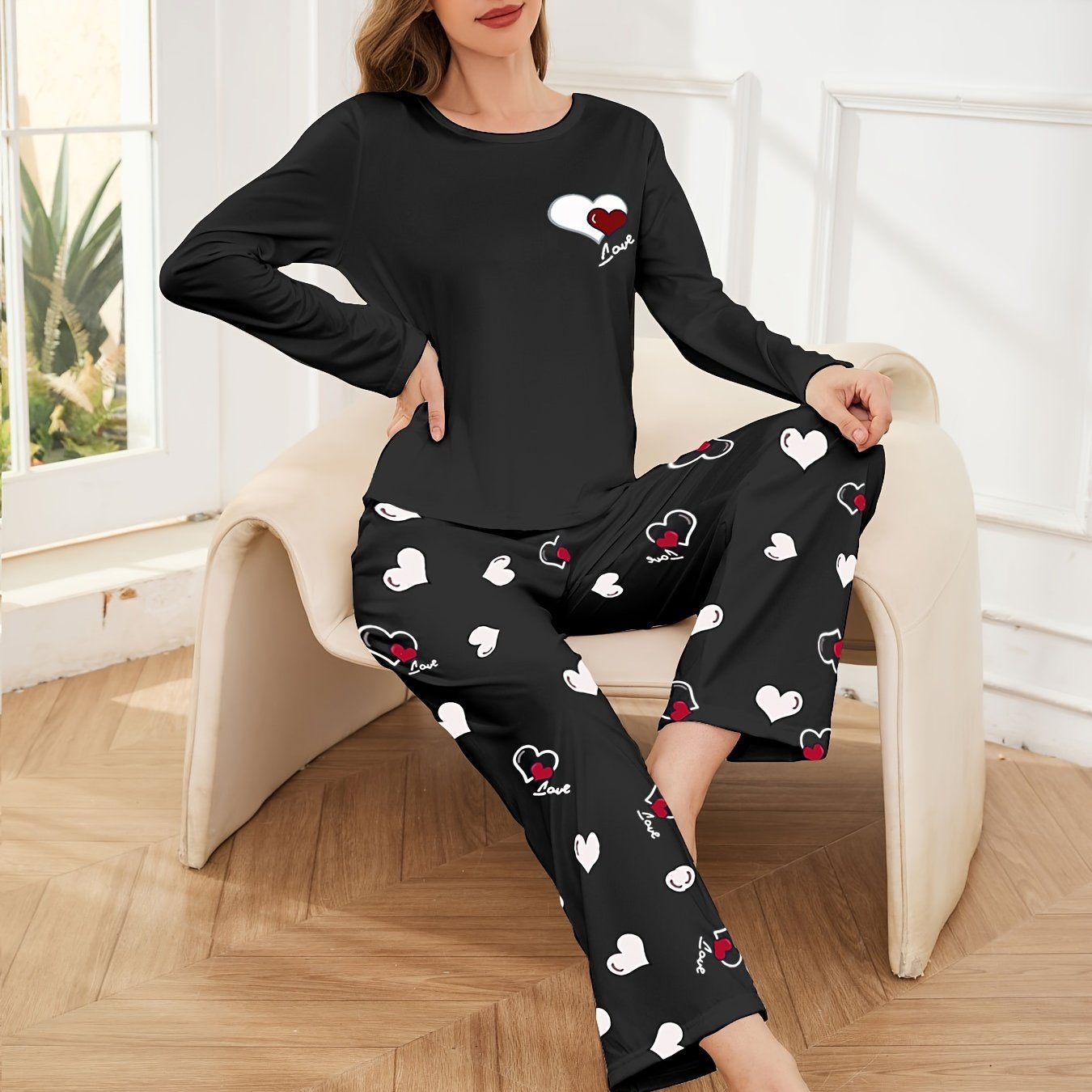 Heart Print Pajama Set