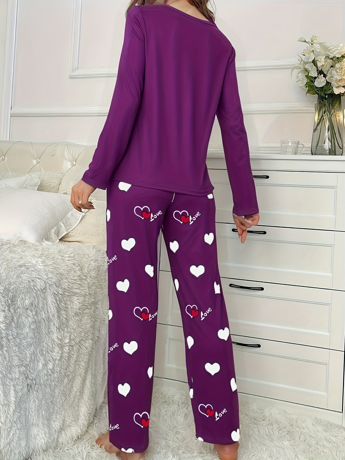 Heart Print Pajama Set