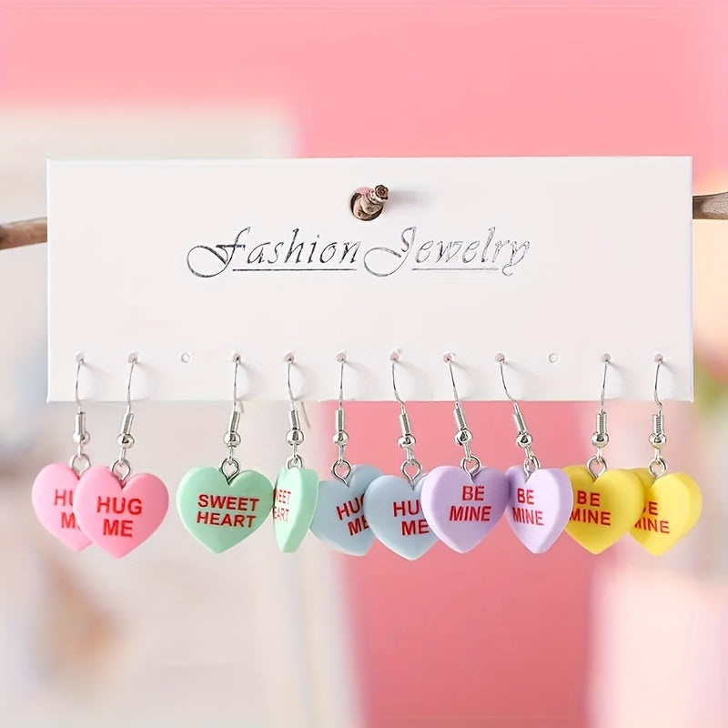 Heart Candy Color Dangle Earrings