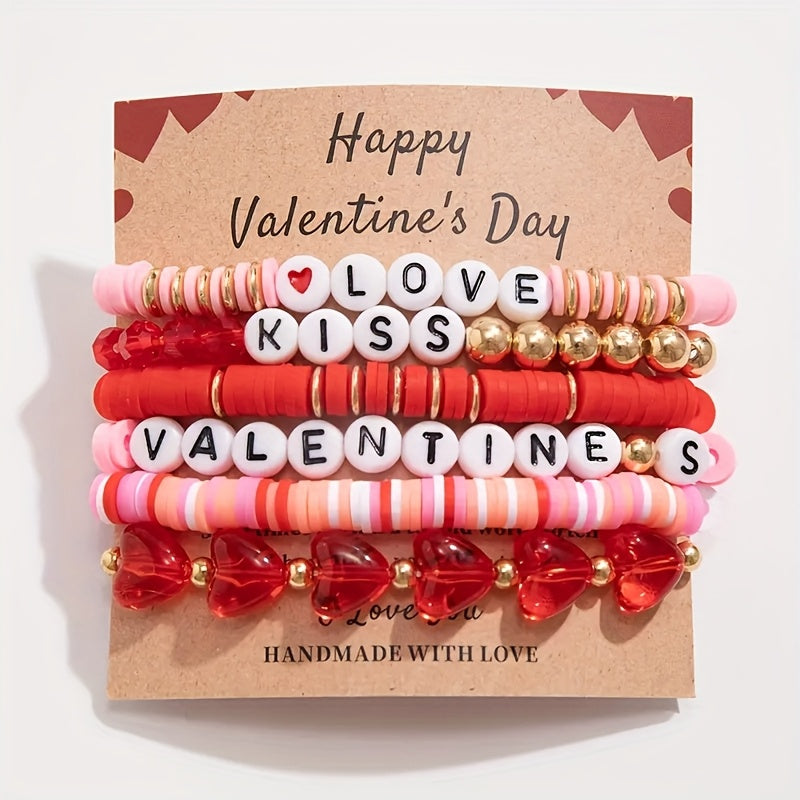 6pc Valentine's Love Bracelet Set -