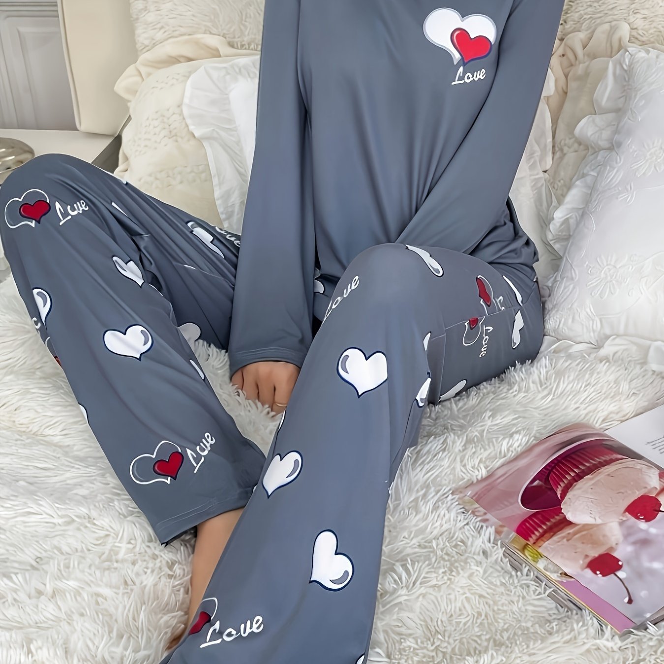 Heart Print Pajama Set