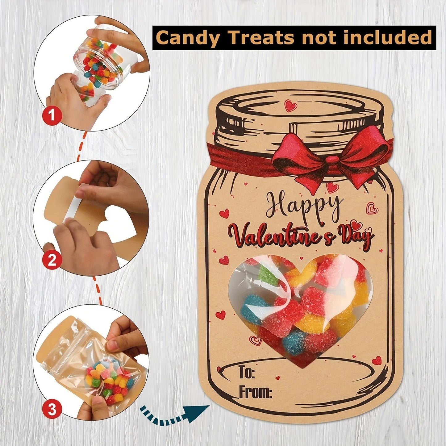 48pc Valentine's Day Candy Jar Set