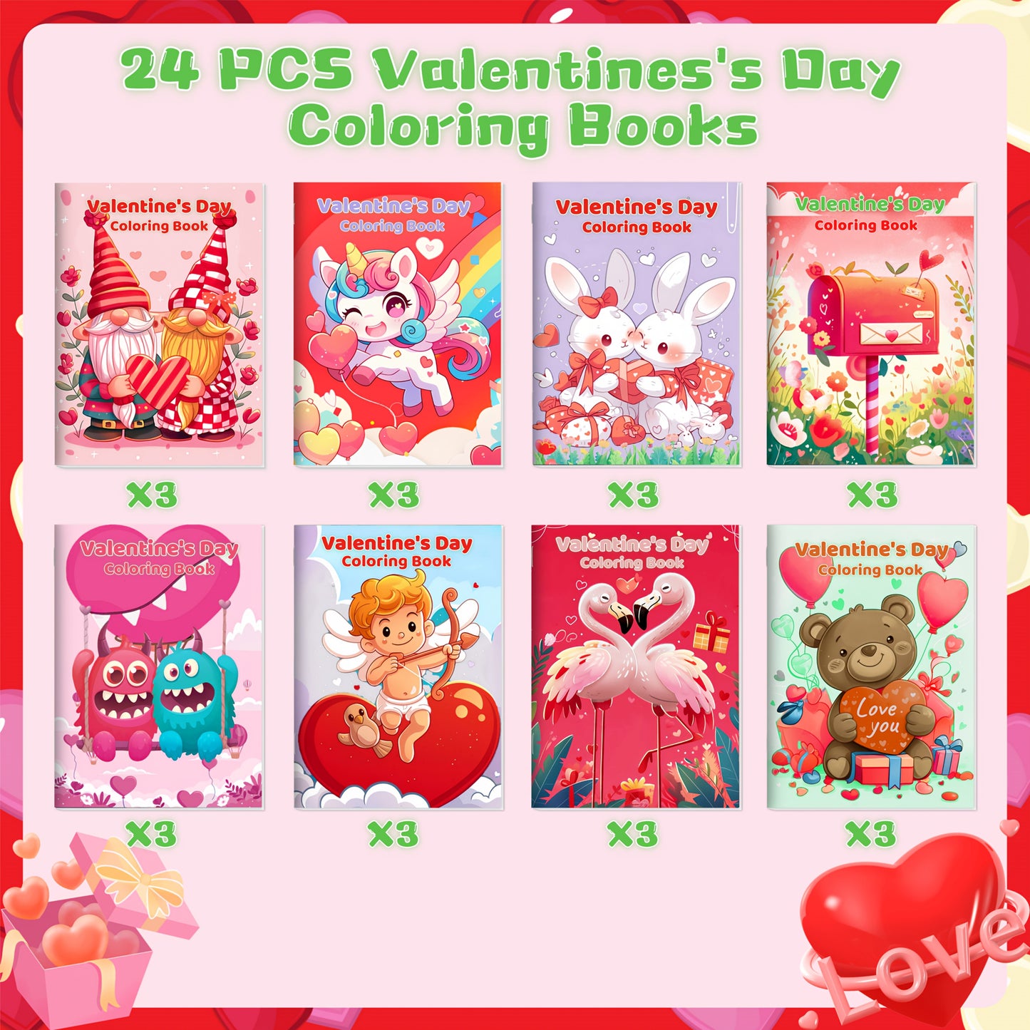 24pc Assorted Valentine's Day Coloring Books