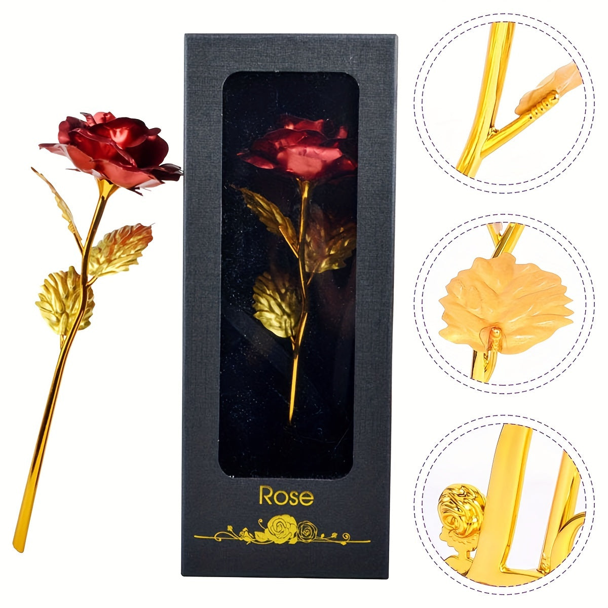 Golden Foil Rose in Gift Box