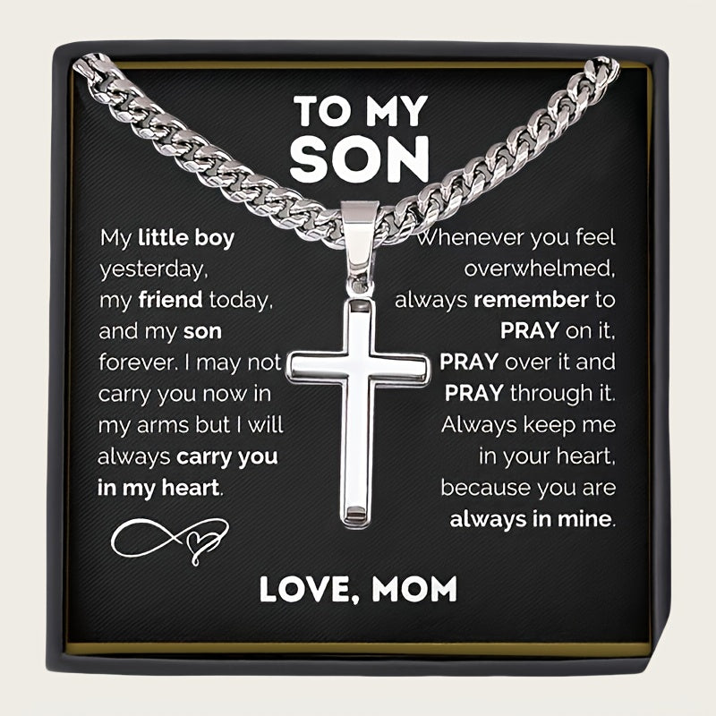 "My Son" Cuban Pendant Cross Necklace