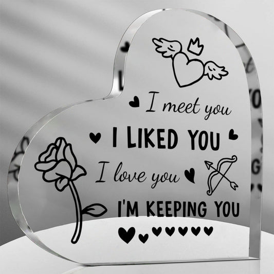 I Love You Acrylic Heart Plaque