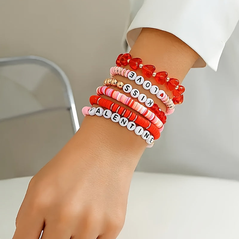 6pc Valentine's Love Bracelet Set -