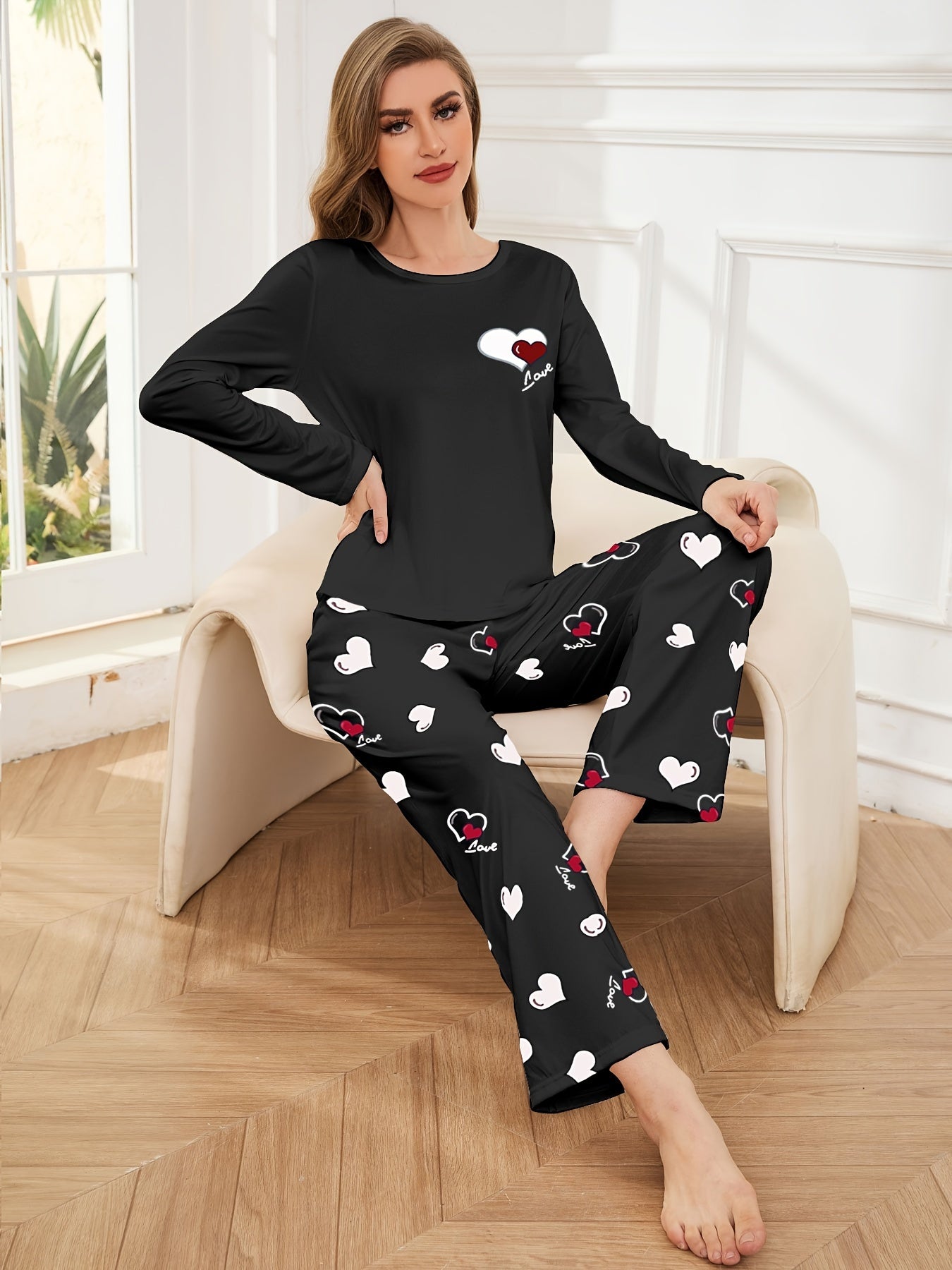 Heart Print Pajama Set