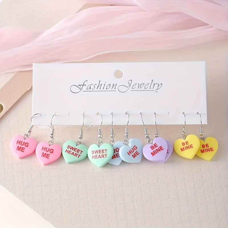 Heart Candy Color Dangle Earrings