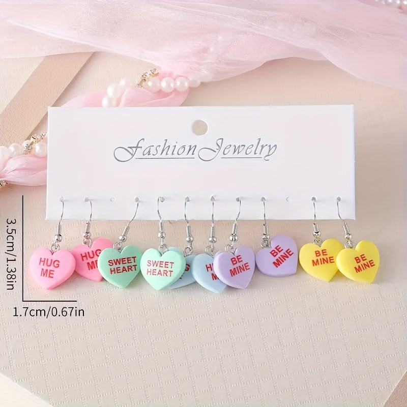 Heart Candy Color Dangle Earrings