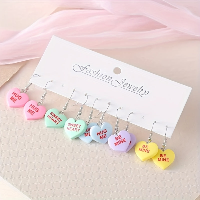 Heart Candy Color Dangle Earrings