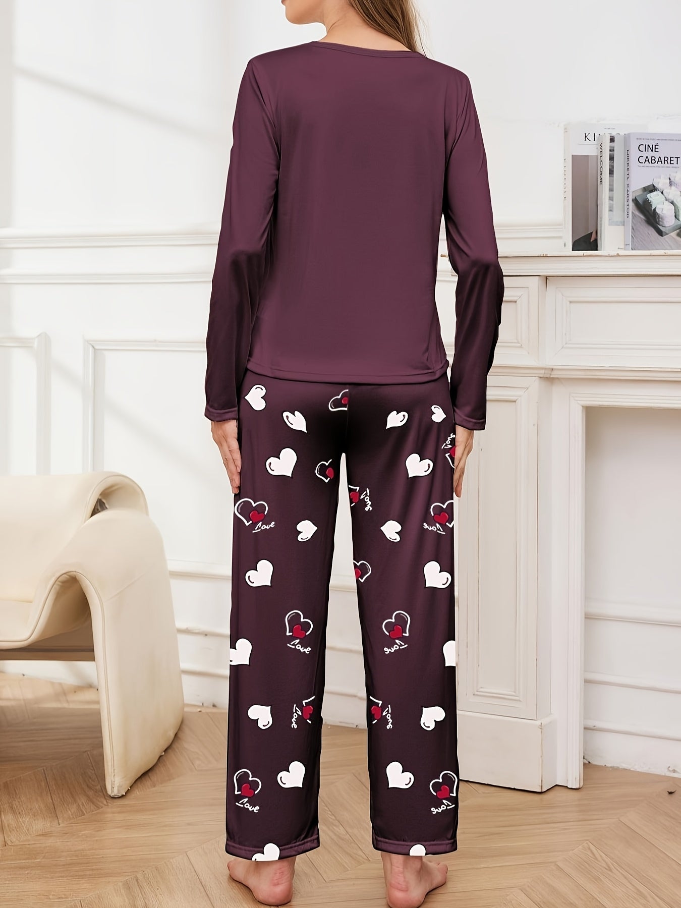 Heart Print Pajama Set