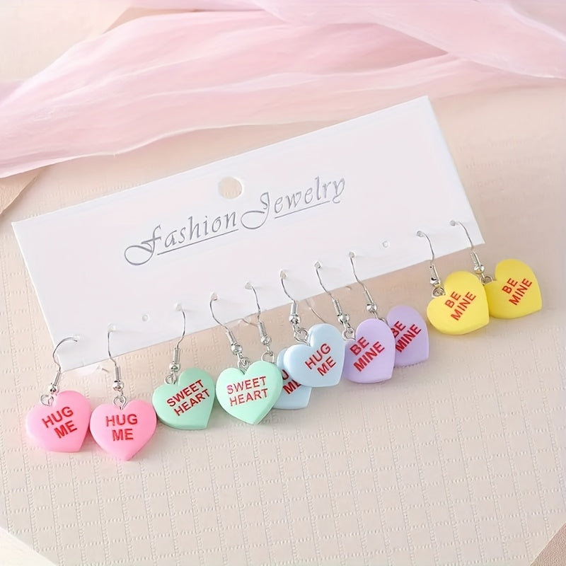 Heart Candy Color Dangle Earrings