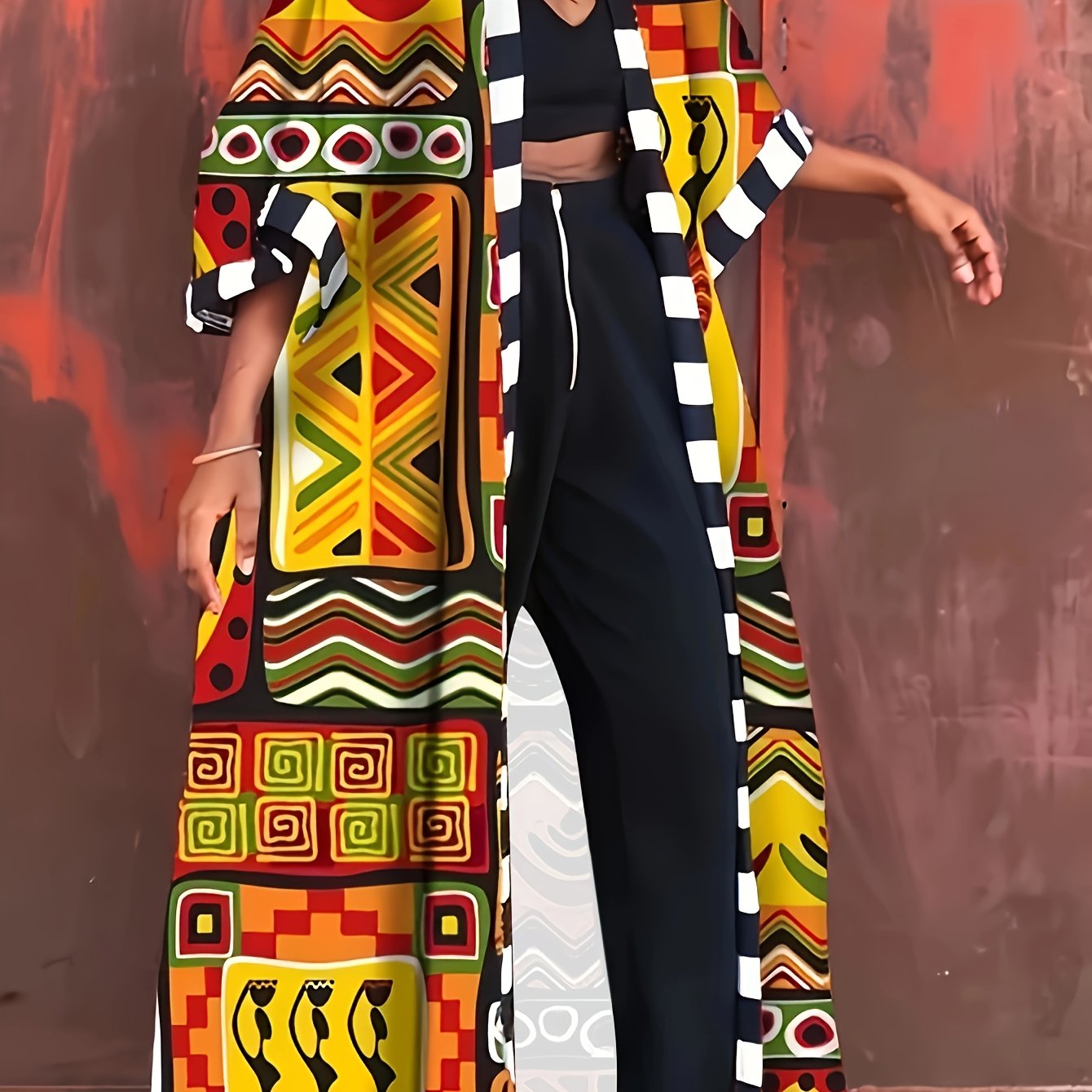 Plus Size African Geometric Print