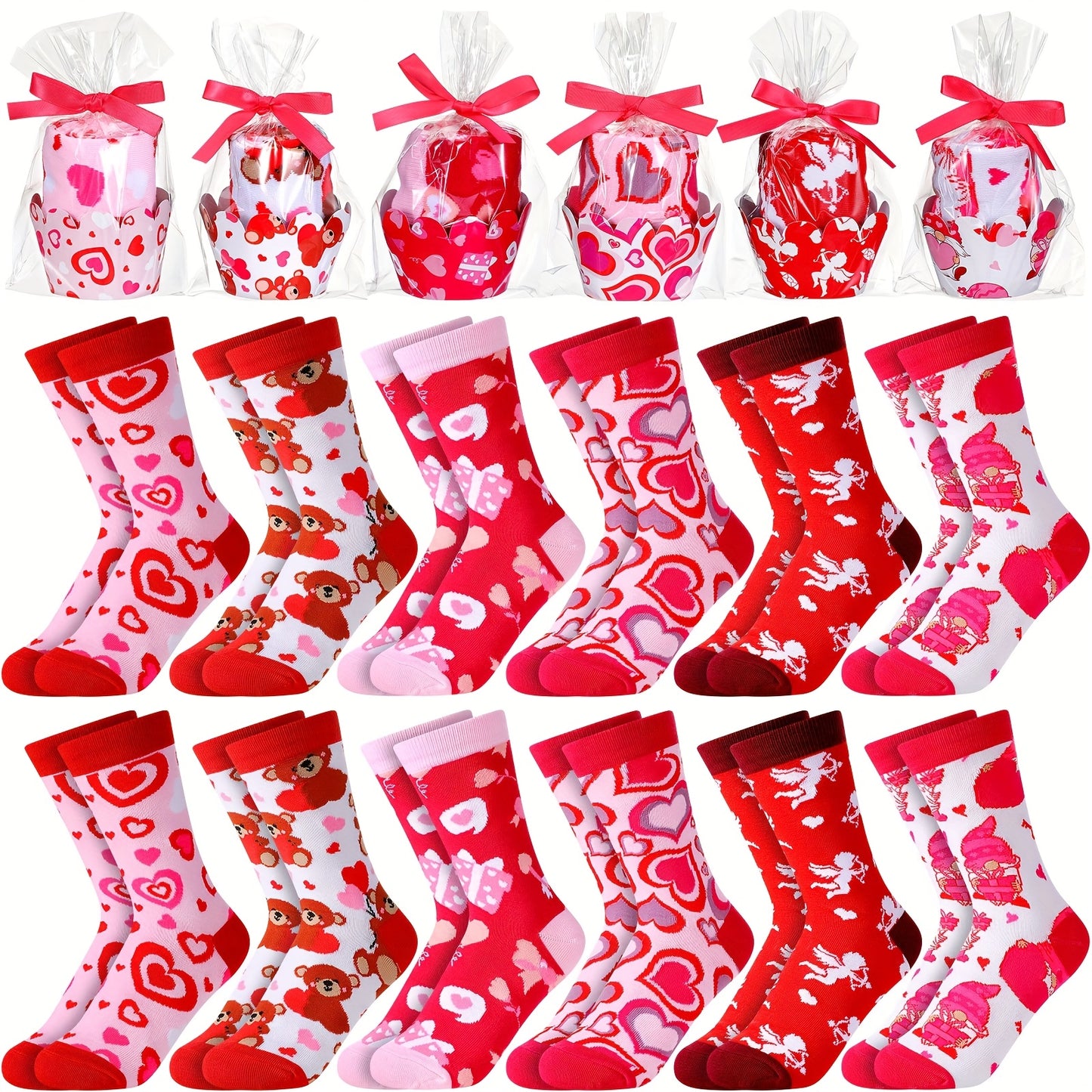 12 Pair Valentine Cupcake Socks