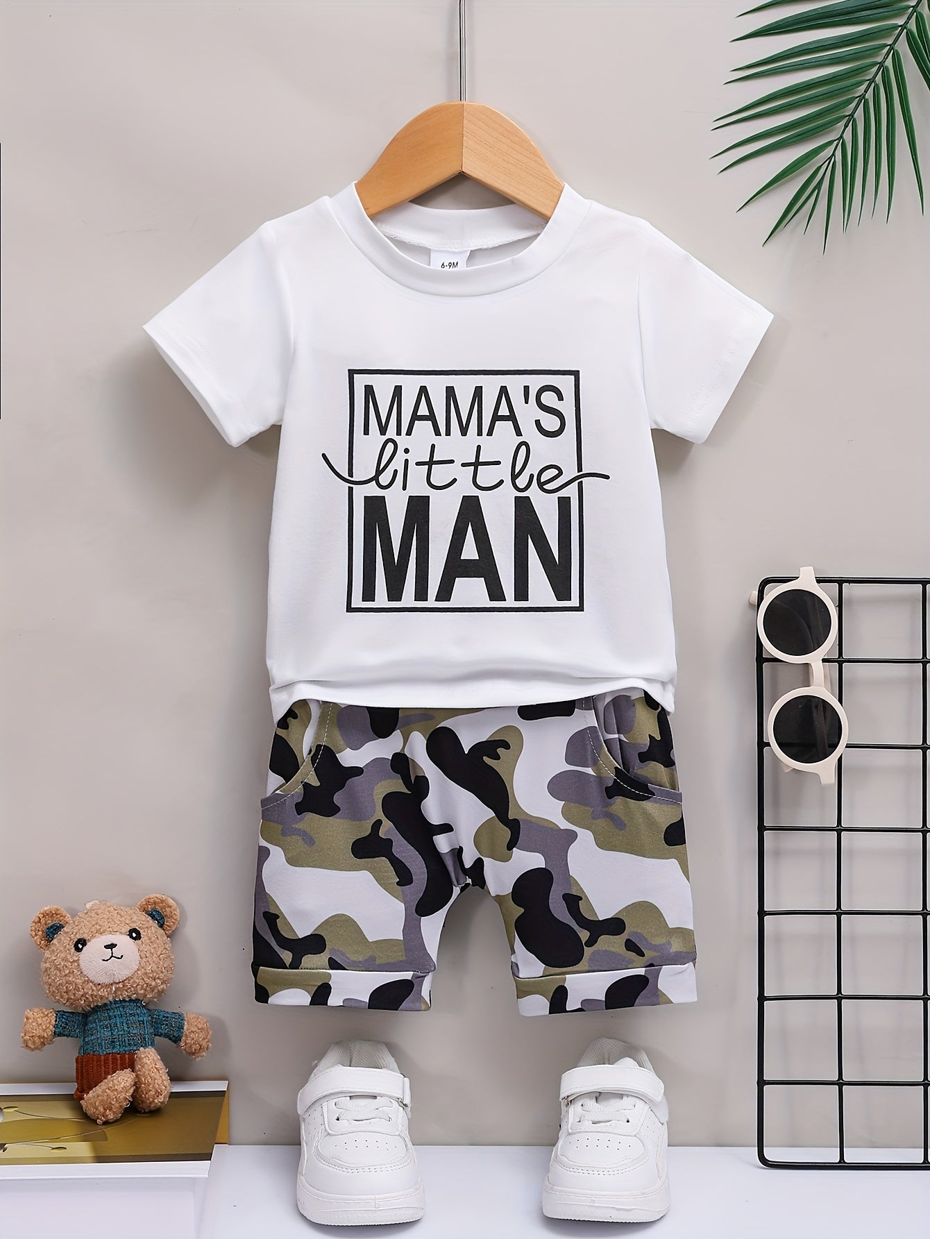 "MAMA'S Little MAN" Print Summer Set