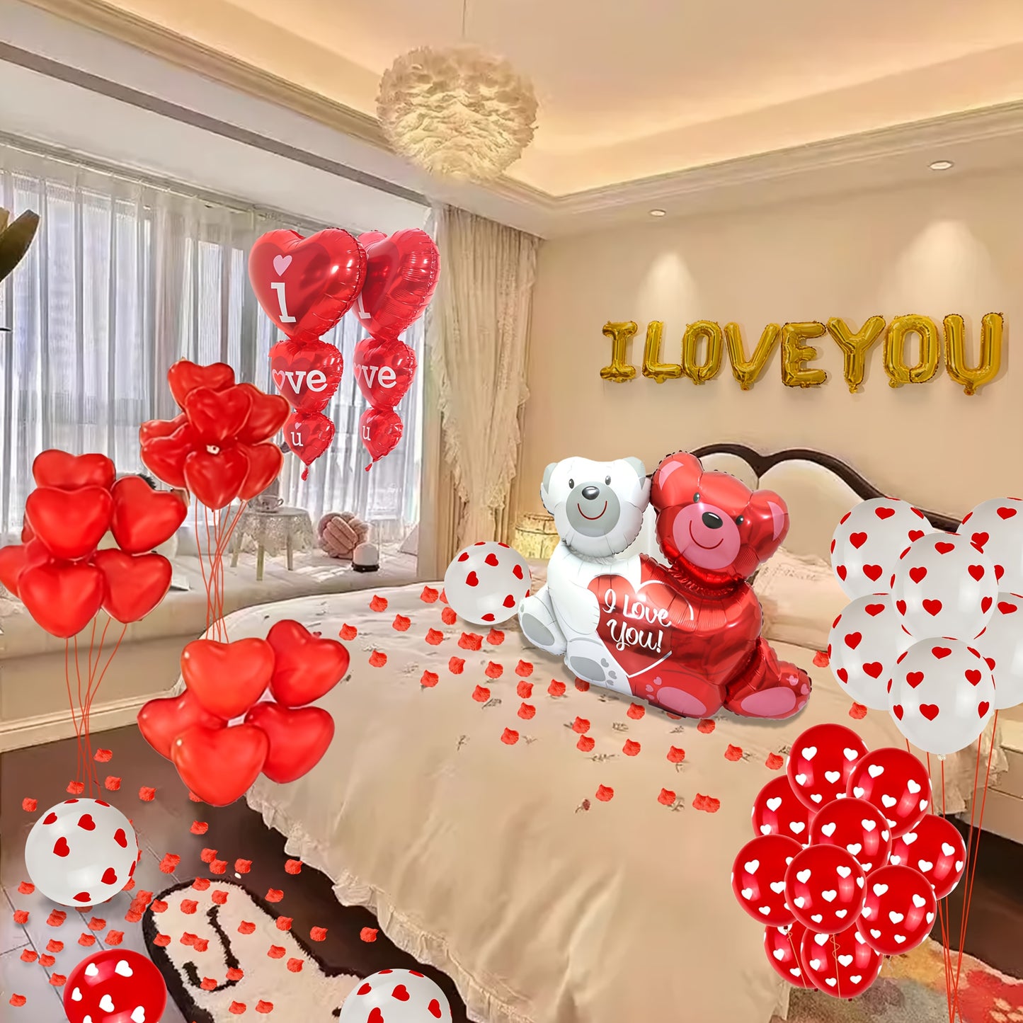 1000 pc Red Heart-shaped Balloons