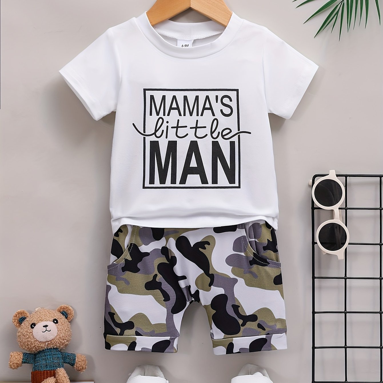 "MAMA'S Little MAN" Print Summer Set