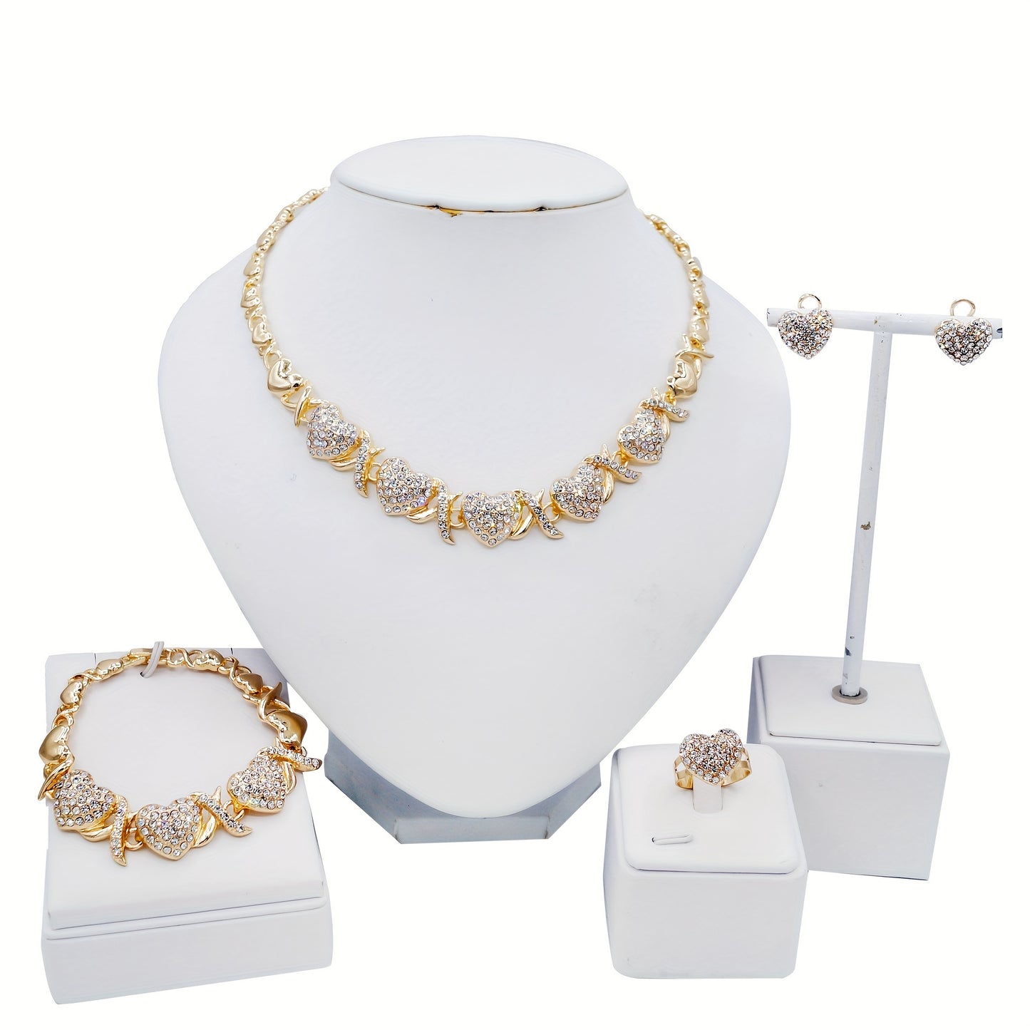 Heart-shape Charm Necklace Set