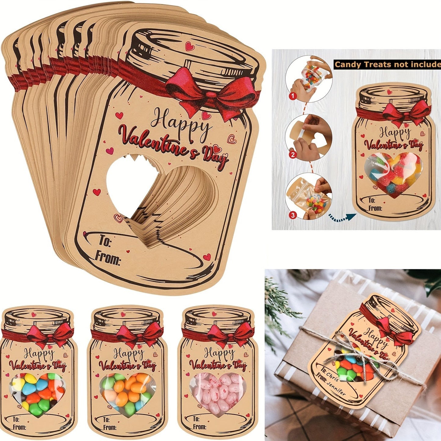 48pc Valentine's Day Candy Jar Set