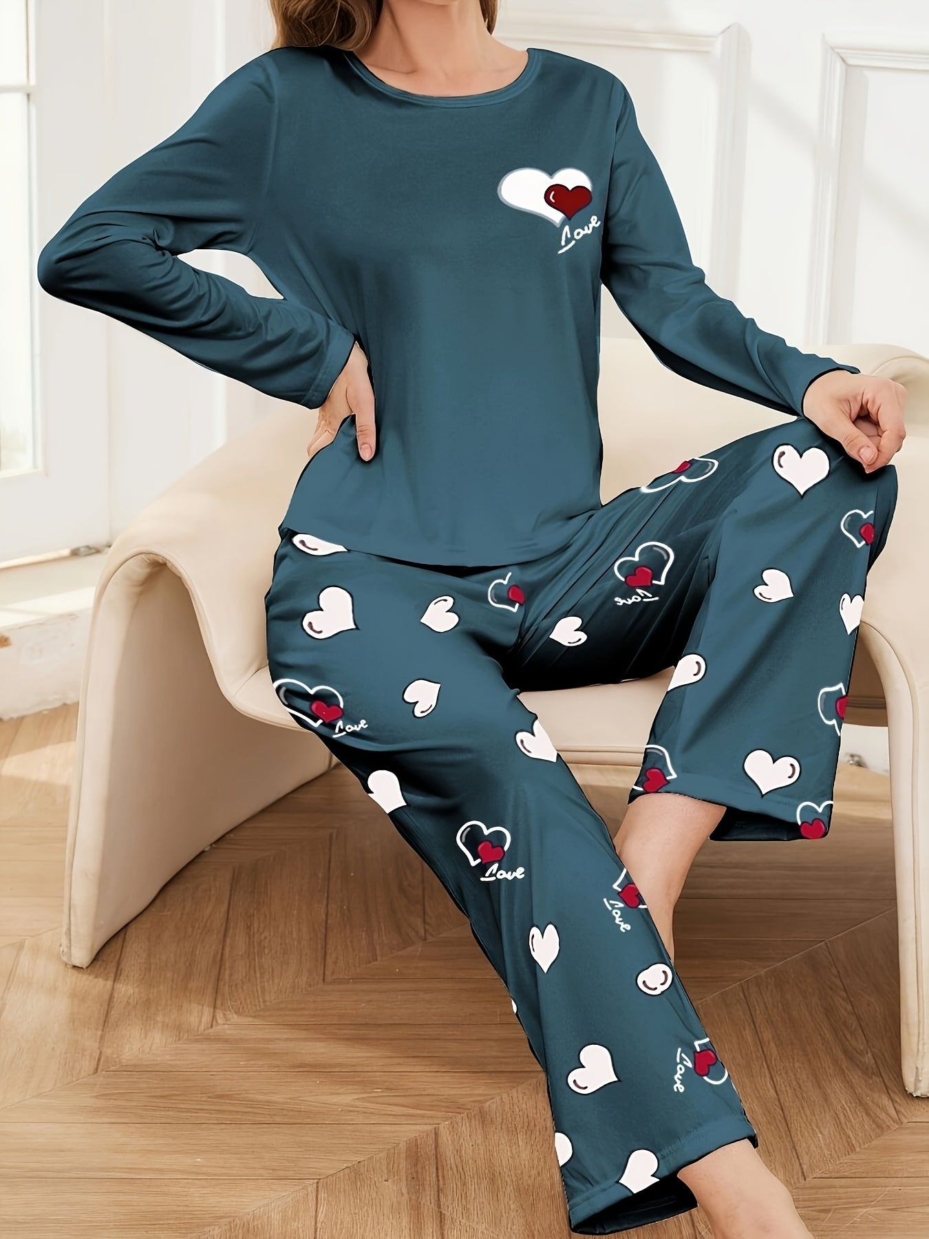 Heart Print Pajama Set