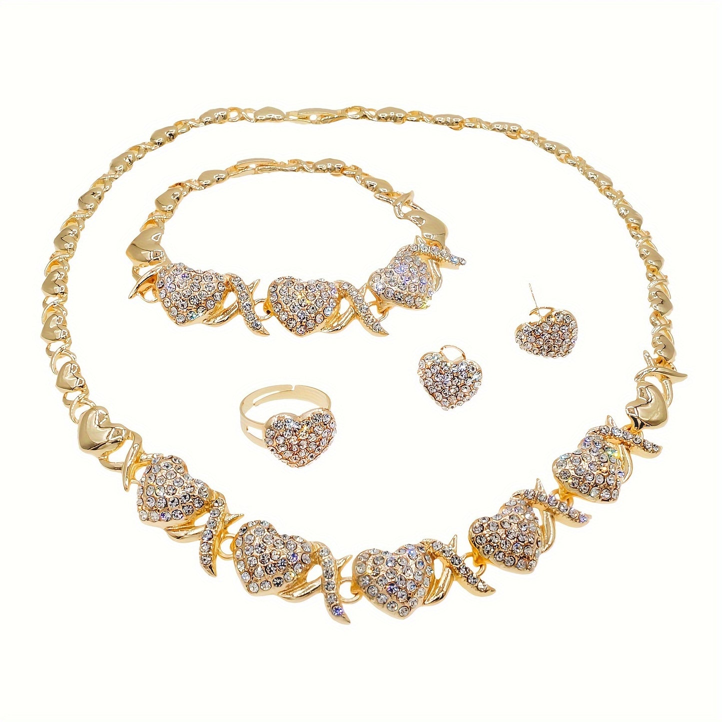 Heart-shape Charm Necklace Set