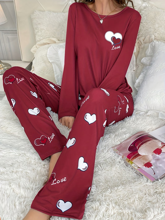 Heart Print Pajama Set