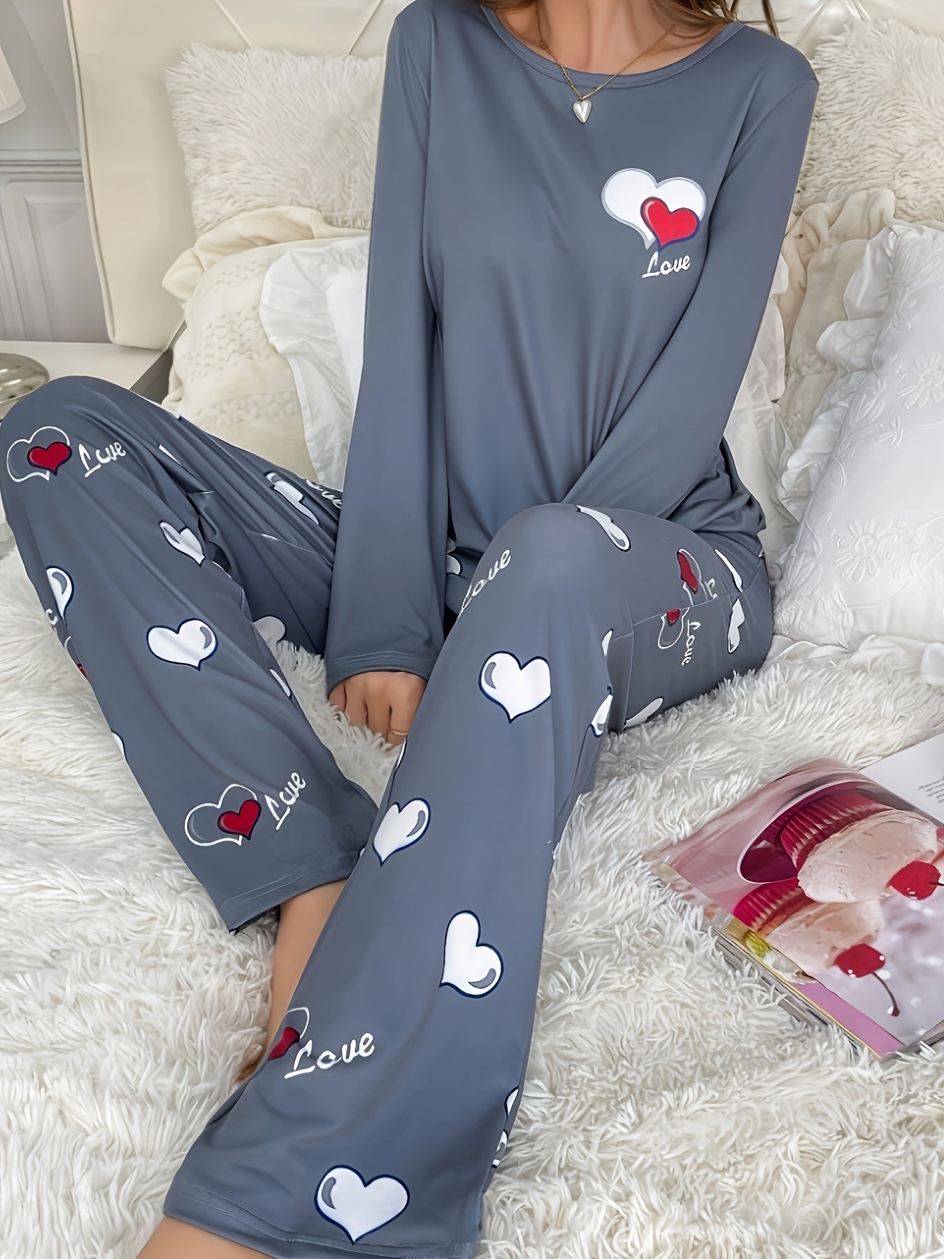 Heart Print Pajama Set