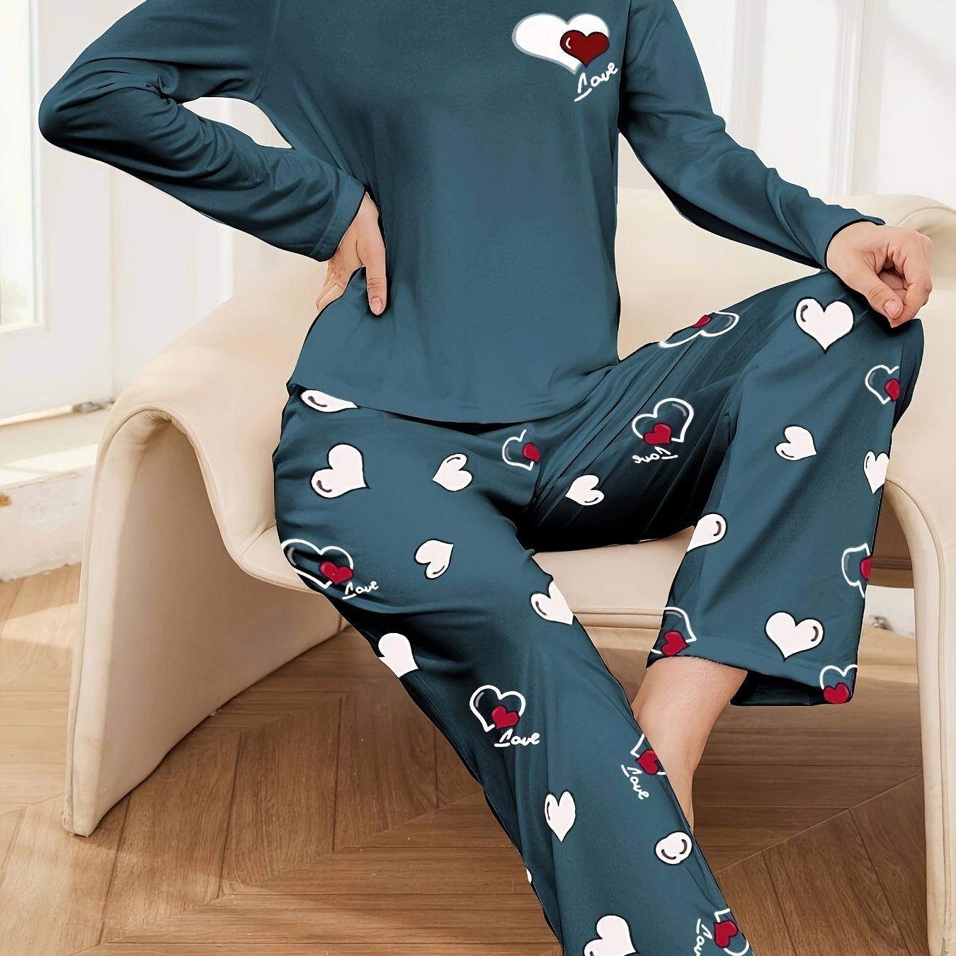 Heart Print Pajama Set